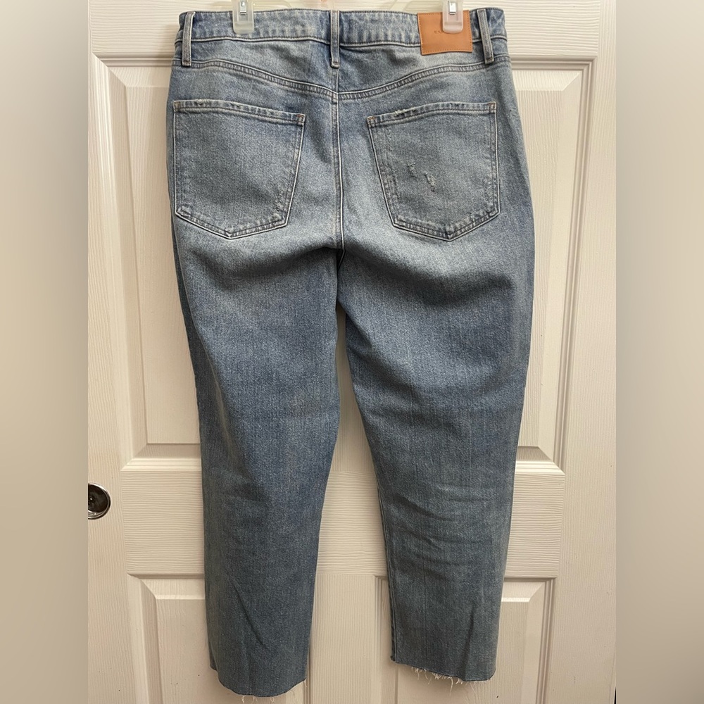 Express 50/50 Rigid Denim Blue Ribcage Straight Leg Jeans - Picture 2 of 6